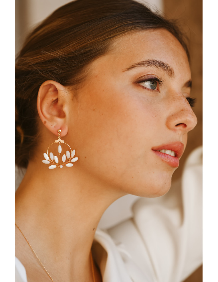 Créoles mariée perles de nacre Demeter – Les Perles de la Bastide - Comptoir Doré