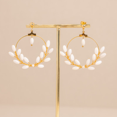 Créoles mariée perles de nacre Demeter – Les Perles de la Bastide - Comptoir Doré 2