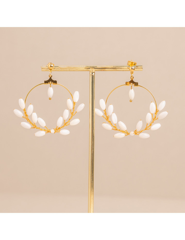 Créoles mariée perles de nacre Demeter – Les Perles de la Bastide - Comptoir Doré