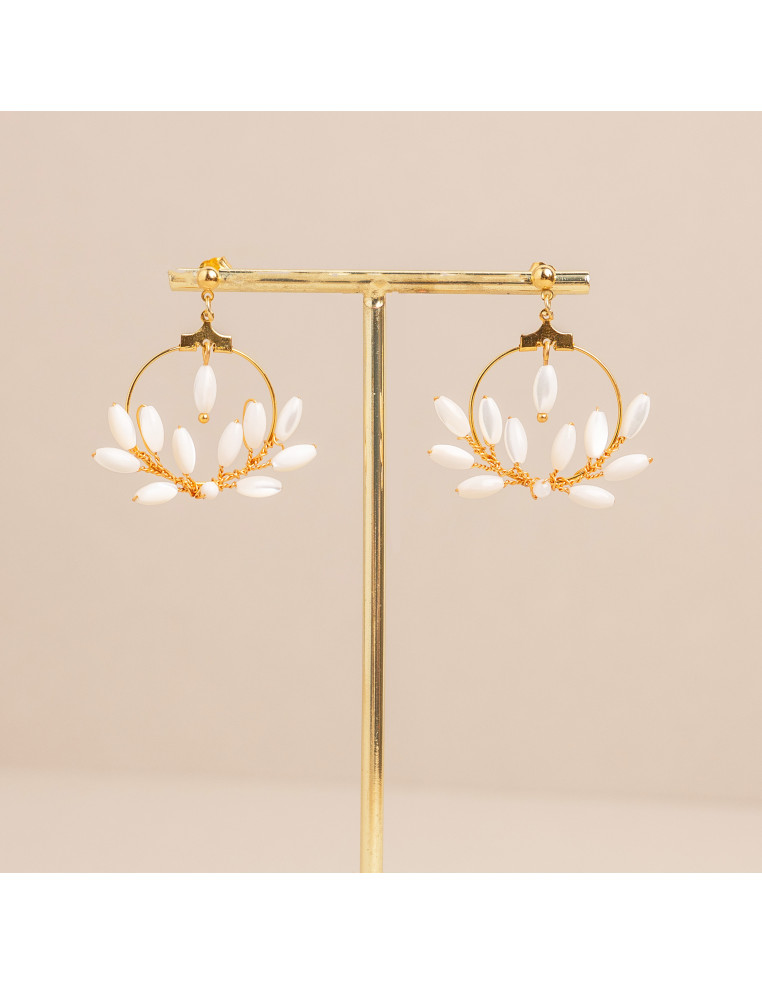 Créoles mariée perles de nacre Demeter – Les Perles de la Bastide - Comptoir Doré