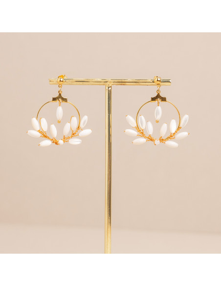 Créoles mariée perles de nacre Demeter – Les Perles de la Bastide - Comptoir Doré