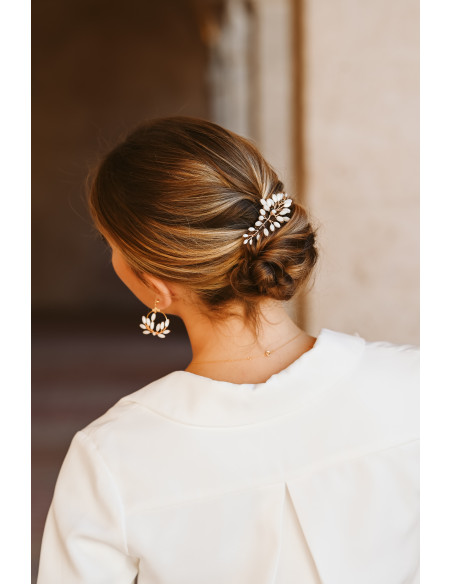 Petit accessoire cheveux mariée en nacre Demeter - Les Perles de la Bastide - Comptoir Doré