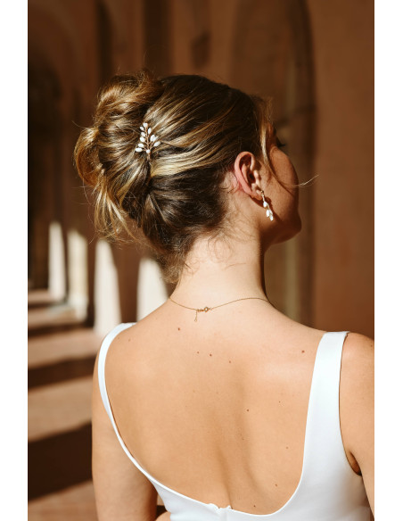 Petite pince à cheveux mariée nacre Demeter - Les Perles de la Bastide - Comptoir Doré