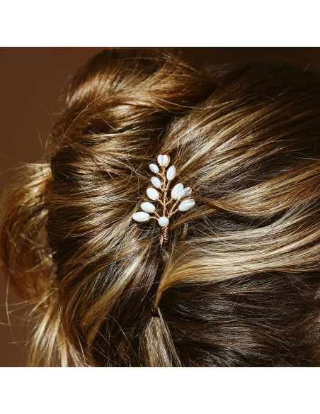 Petite pince à cheveux mariée nacre Demeter - Les Perles de la Bastide - Comptoir Doré