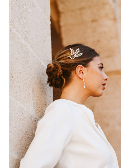 Grande pince cheveux mariée nacre Demeter - Les Perles de la Bastide - Comptoir Doré
