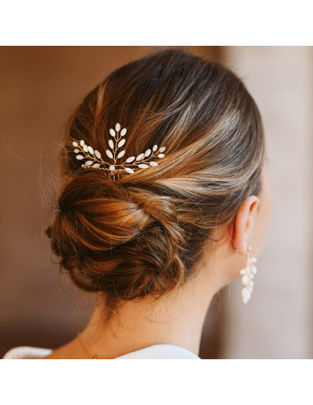 Peigne 3 branches mariée perles de nacre - Les Perles de la Bastide - Comptoir Doré