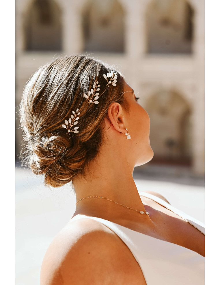 Épingles pics à cheveux mariée nacre Demeter - Les Perles de la Bastide - Comptoir Doré