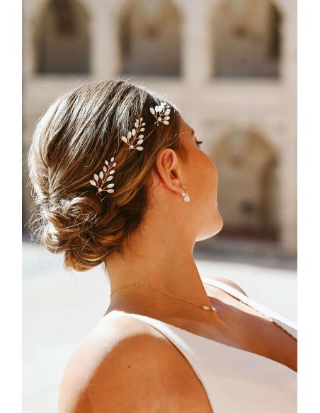 Épingles pics à cheveux mariée nacre Demeter - Les Perles de la Bastide - Comptoir Doré
