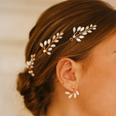 Épingles pics à cheveux mariée nacre Demeter - Les Perles de la Bastide - Comptoir Doré