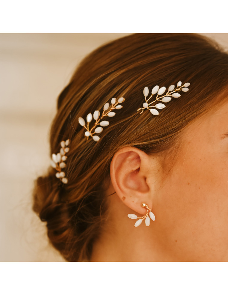 Épingles pics à cheveux mariée nacre Demeter - Les Perles de la Bastide - Comptoir Doré