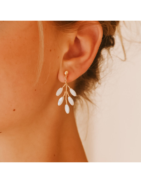 Boucles d'oreilles mariée nacre Demeter – Les Perles de la Bastide - Comptoir Doré