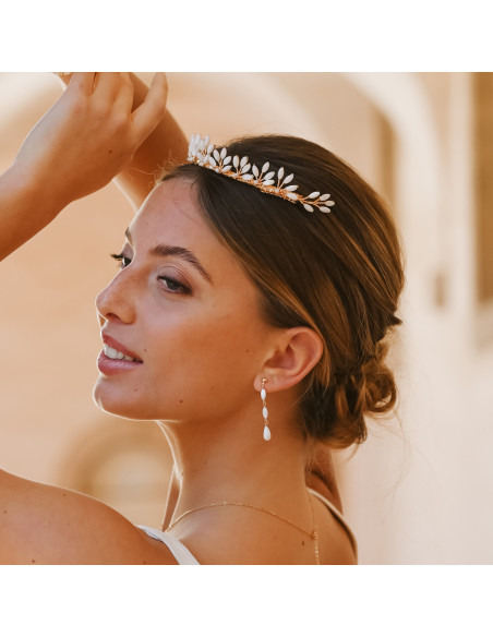 Tiare Capucine – Diadème mariée en Nacre - Les Perles de la Bastide - Comptoir Doré