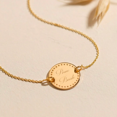 Bracelet plaqué or médaille gravée et chaîne Comptoir Doré 2