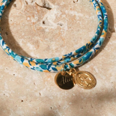 Bracelet Liberty médaille gravée et médaille miraculeuse - Comptoir Doré