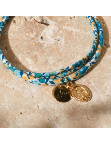 Bracelet Liberty médaille gravée et médaille miraculeuse - Comptoir Doré