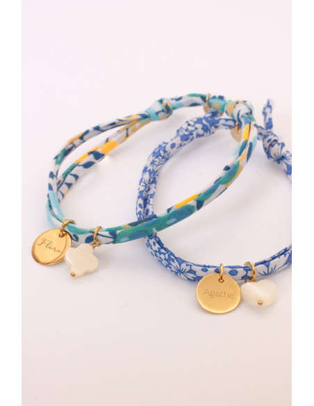 Bracelet Liberty mini médaille à graver et coeur nacre Comptoir Doré