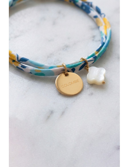 Bracelet Liberty mini médaille à graver et croix nacre Comptoir Doré