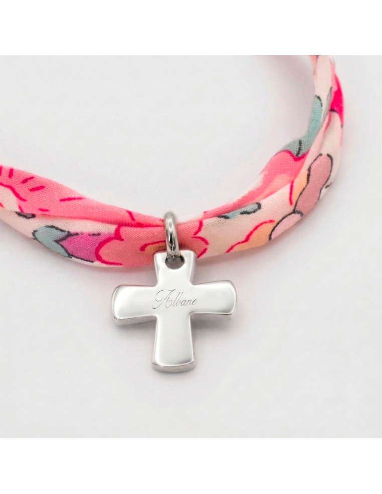 Bracelet Liberty croix gravée (argent)