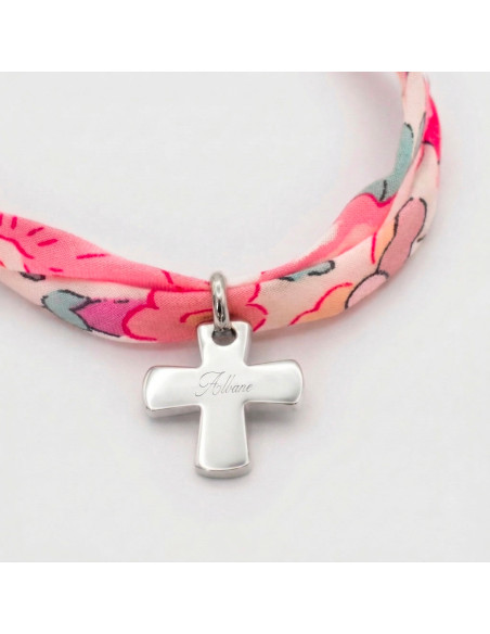 Bracelet Liberty croix gravée (argent)