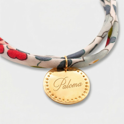 Bracelet Liberty et médaille dorée gravée  - Comptoir Doré