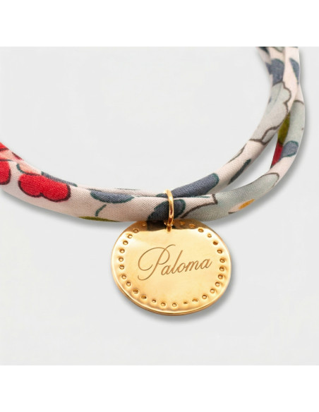 Bracelet Liberty et médaille dorée gravée  - Comptoir Doré