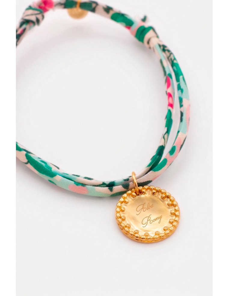 Bracelet Liberty et médaille dorée bord perlé  - Comptoir Doré