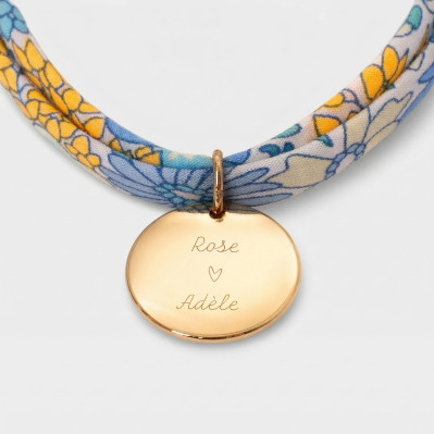Bracelet Liberty et médaille dorée gravée  - Comptoir Doré