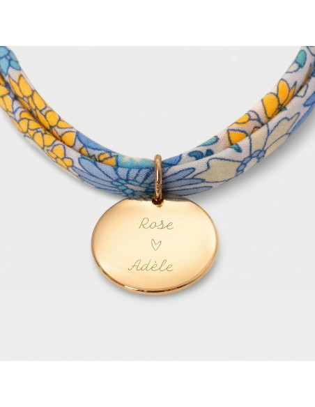 Bracelet Liberty et médaille dorée gravée  - Comptoir Doré