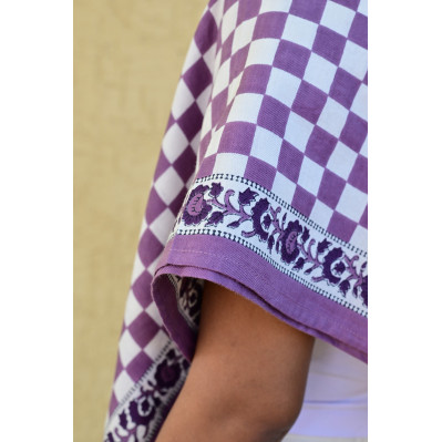Grand foulard 100x100 cm Checks Violet motif damier en coton. 2