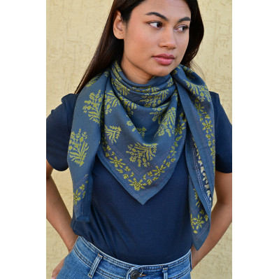 Grand Foulard Galatie Bleu marine 2