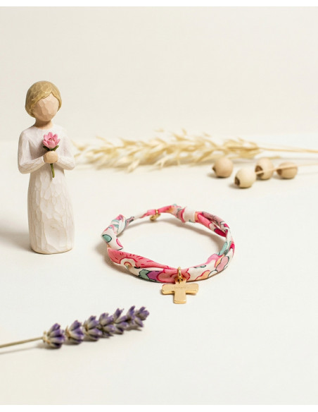 Bracelet Liberty croix dorée gravée Comptoir Doré