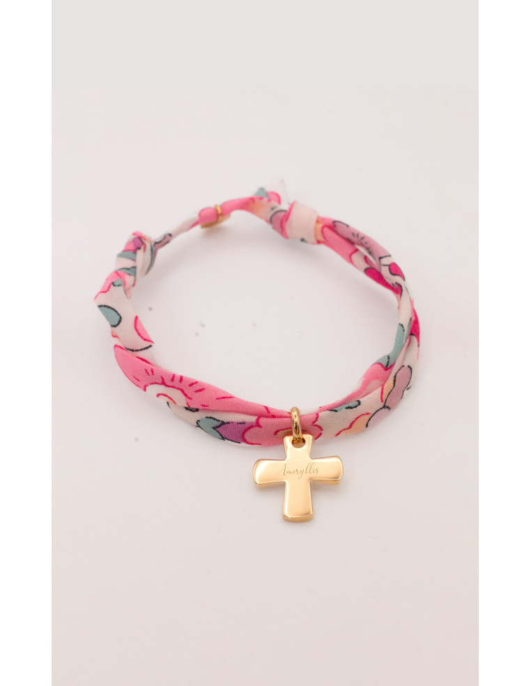 Bracelet Liberty croix dorée gravée Comptoir Doré