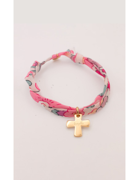 Bracelet Liberty croix dorée gravée Comptoir Doré