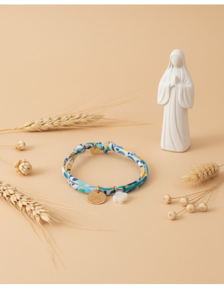 Bracelet Liberty mini médaille à graver et croix nacre Comptoir Doré