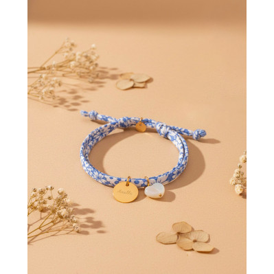 Bracelet Liberty mini médaille à graver et coeur nacre Comptoir Doré 2