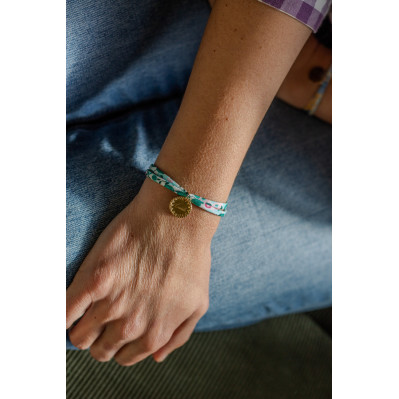 Bracelet Liberty et médaille dorée bord perlé  - Comptoir Doré 2