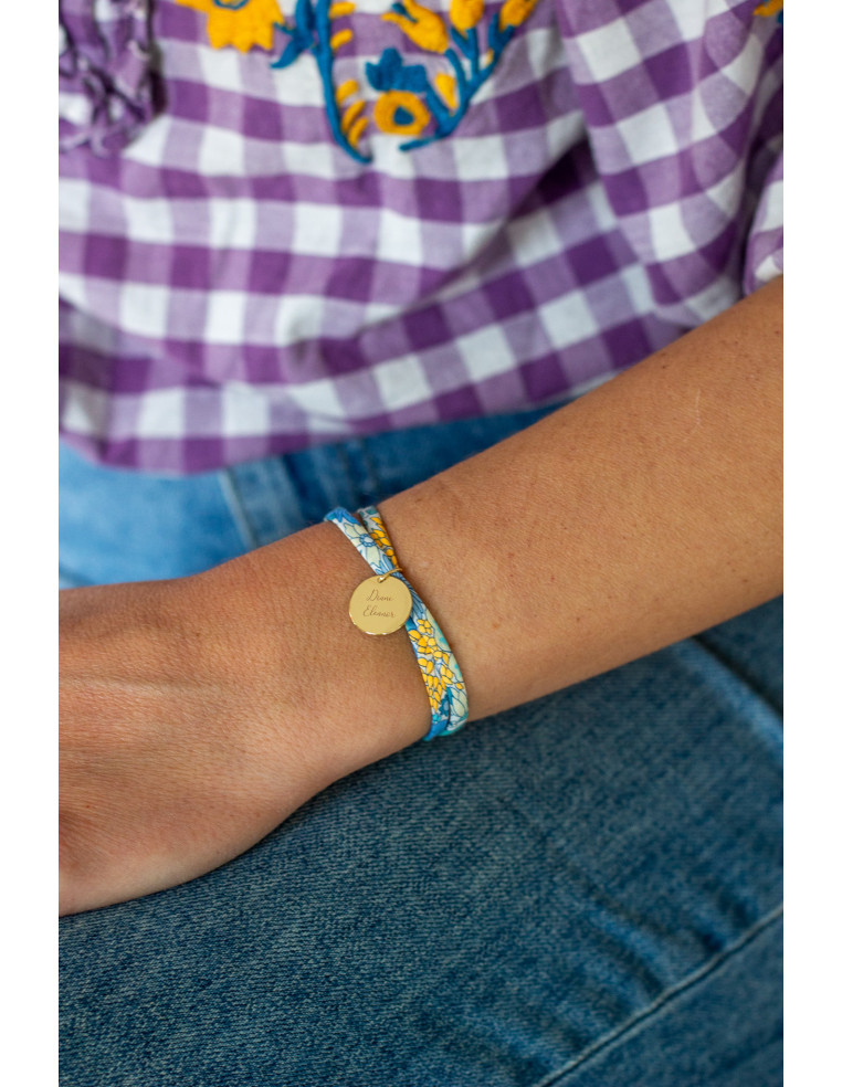 Bracelet Liberty et médaille dorée gravée  - Comptoir Doré