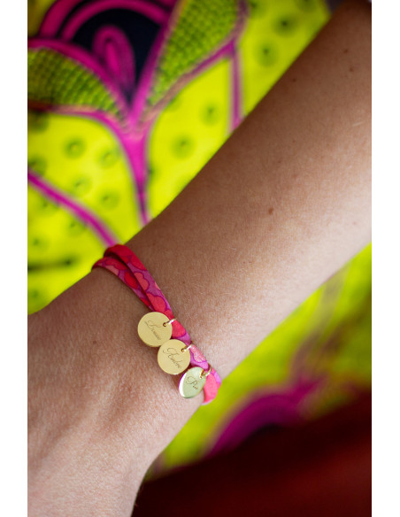 Bracelet Liberty multi médailles gravées plaqué or Comptoir Doré