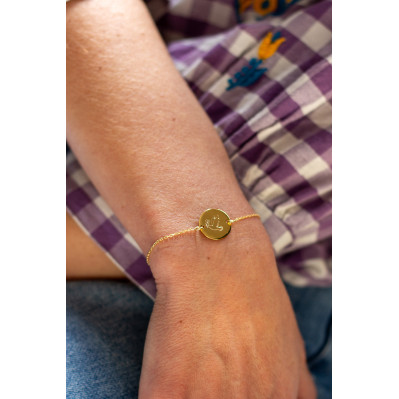 Bracelet fin en plaqué or avec médaillon rond gravé d'une colombe - Comptoir Doré 2