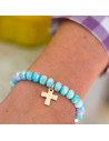 Bracelet Coco Croix gravée coloris Menthe - plaqué or - adulte/enfant - collier de bonbons