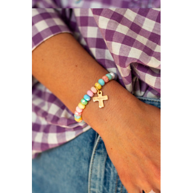 Bracelet Coco Croix gravée - plaqué or - adulte/enfant 2