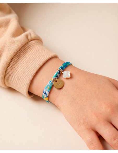 Bracelet Liberty mini médaille à graver et croix nacre Comptoir Doré