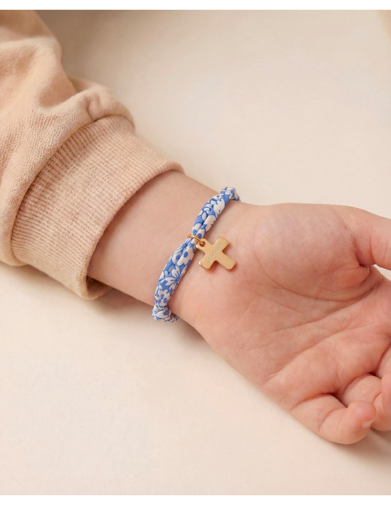 Bracelet Liberty croix dorée gravée Comptoir Doré