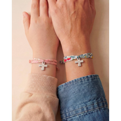 Bracelet Liberty croix argentée gravée Comptoir Doré 2