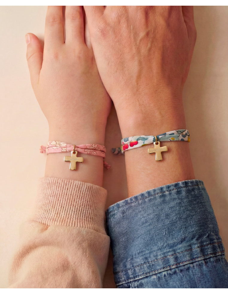 Bracelet Liberty croix dorée gravée Comptoir Doré