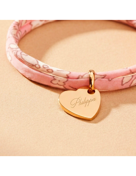 Bracelet Liberty mini médaille coeur gravé Comptoir Doré