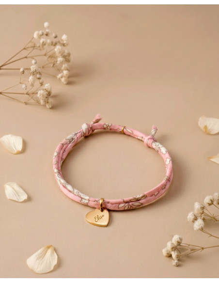 Bracelet Liberty mini médaille coeur gravé Comptoir Doré