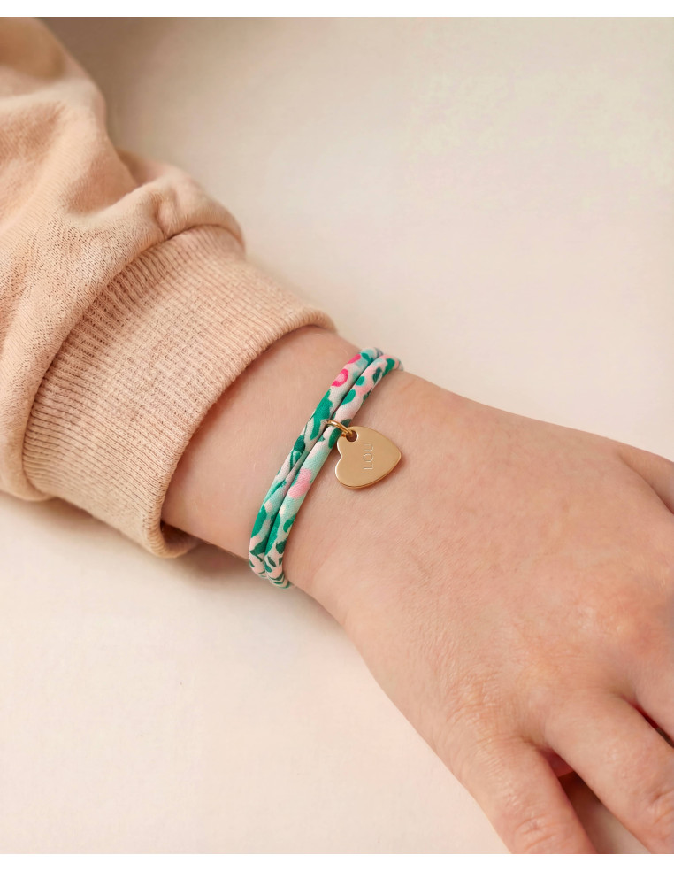 Bracelet Liberty mini médaille coeur gravé Comptoir Doré