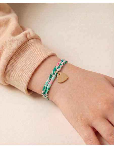 Bracelet Liberty mini médaille coeur gravé Comptoir Doré