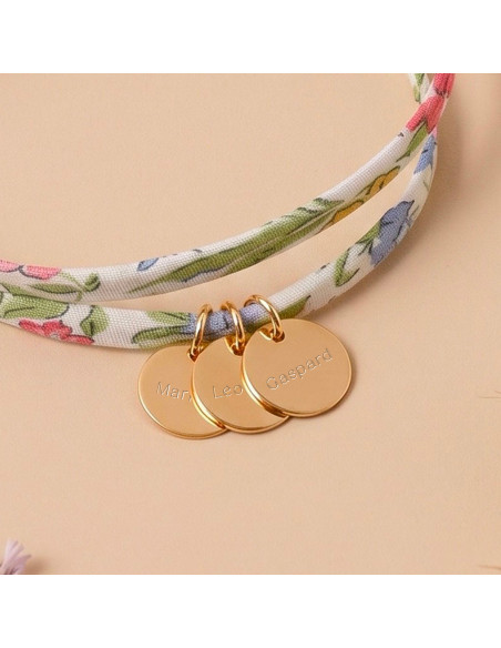 Bracelet Liberty multi médailles gravées plaqué or Comptoir Doré